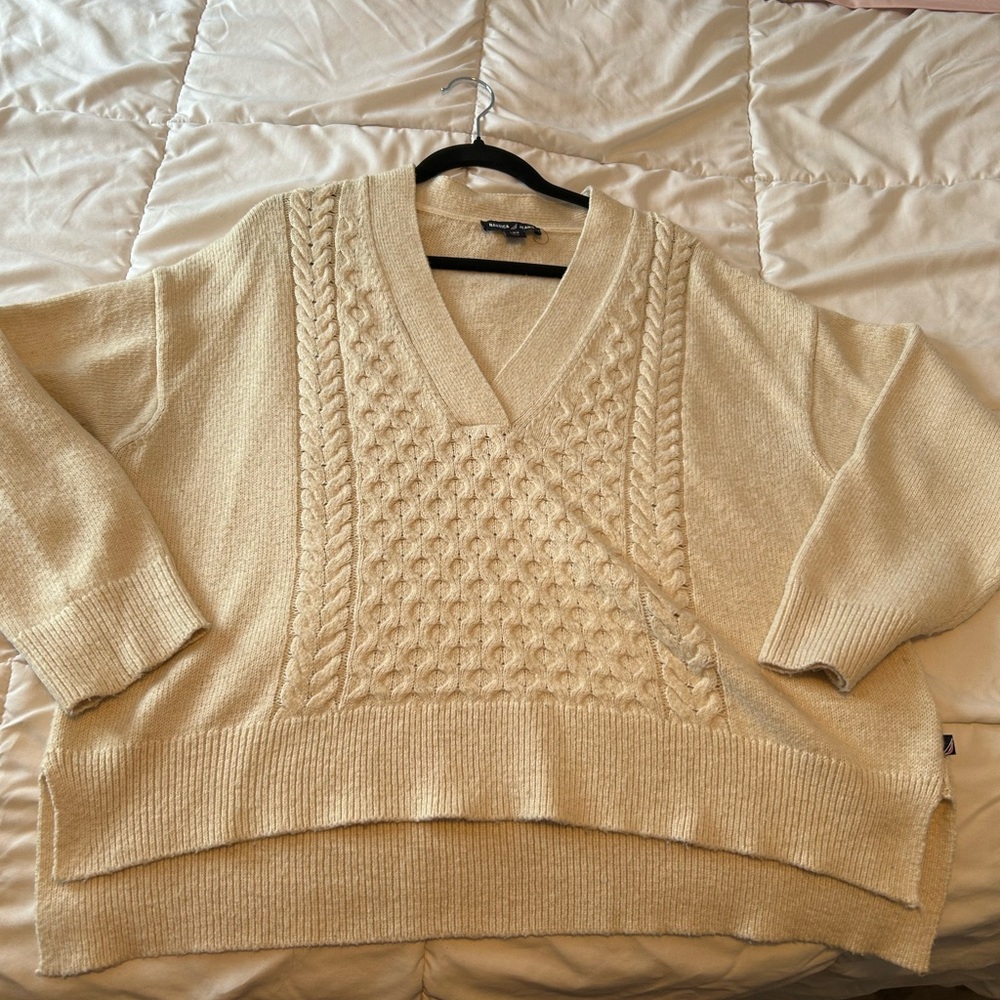 Nautica Cream V-Neck Sweater